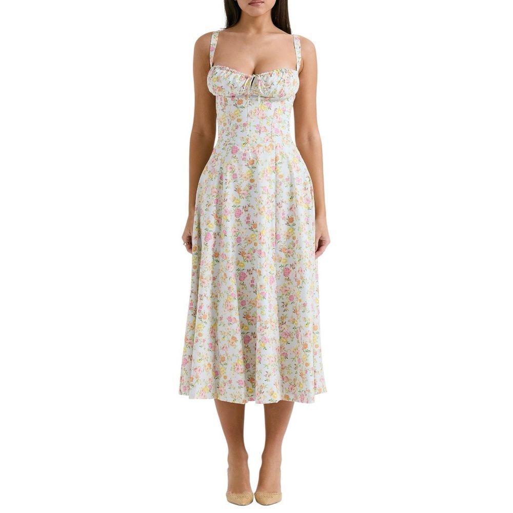 HOUSE OF CB Carmen Bustier Dress in ‘Floral Print’